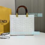 Replica Fendi White Textured Sunshine Small Tote Bag 